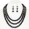 FASHION TRIPLE STRAND PEARL STATEMENT NECKLACE AND EARRINGS SET