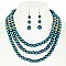 FASHION TRIPLE STRAND PEARL STATEMENT NECKLACE AND EARRINGS SET