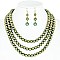 FASHION TRIPLE STRAND PEARL STATEMENT NECKLACE AND EARRINGS SET