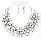 STYLISH PEARL AND BEAD BIB NECKLACE AND EARRINGS SET