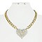 CRYSTAL HEART CHAIN STATEMENT NECKLACE SET