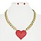 CRYSTAL HEART CHAIN STATEMENT NECKLACE SET