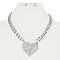 CRYSTAL HEART CHAIN STATEMENT NECKLACE SET