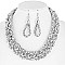 TRENDY RHINESTONE BRAIDED BIB NECKLACE AND EARRINGS SET