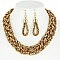 TRENDY RHINESTONE BRAIDED BIB NECKLACE AND EARRINGS SET