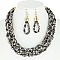 TRENDY RHINESTONE BRAIDED BIB NECKLACE AND EARRINGS SET