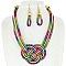 TRENDY KNOTTED ROPE STATEMENT NECKLACE & EARRINGS SET