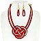 TRENDY KNOTTED ROPE STATEMENT NECKLACE & EARRINGS SET