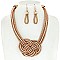 TRENDY KNOTTED ROPE STATEMENT NECKLACE & EARRINGS SET