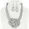 TRENDY KNOTTED ROPE STATEMENT NECKLACE & EARRINGS SET