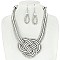 TRENDY KNOTTED ROPE STATEMENT NECKLACE & EARRINGS SET