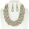 TRENDY RHINESTONE BRAIDED ROPE STATEMENT NECKLACE & EARRINGS SET