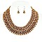 Fashionable Bead Necklace Earrings Set