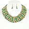 STYLISH NATURAL STONE AND ACRYLIC BEAD NECKLACE EARRINGS SET
