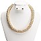 TWISTED METAL AND RHINESTONE NECKLACE SET