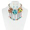 STYLISH 3 FLOWERS  LINED GEMS NECKLACE SET SLNEY8203