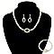 SET OF RHINESTONE ACCENT PEARL NECKLACE, EARRINGS AND BRACELET