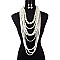 Extra Chunky Multi Strand Pearls Necklace and Earrings Set