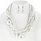 STYLISH TWISTED MULTI PEARL STRAND NECKLACE AND EARRINGS SET