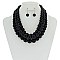 Solidarity Pearl NECKLACE Set 3-LAYER PEARLS with earrings