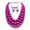 Solidarity Pearl NECKLACE Set 3-LAYER PEARLS with earrings