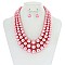 Solidarity Pearl NECKLACE Set 3-LAYER PEARLS with earrings