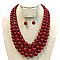 Solidarity Pearl NECKLACE Set 3-LAYER PEARLS with earrings