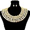 Glam Wide Pearl Collar Necklace and Earrings Set