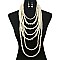 Extra Chunky Multi Layer Pearl Strand Necklace and Earrings Set
