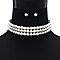 Stylish 3 Layer Pearl Strands Choker Necklace And Earrings Set