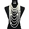 Fashion Chunky Multi Layer Drapey Pearl Necklace Set