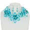 STYLISH STATEMENT PEARL NECKLACE SET W/ FLOWERS