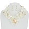 STYLISH STATEMENT PEARL NECKLACE SET W/ FLOWERS