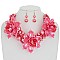 STYLISH STATEMENT PEARL NECKLACE SET W/ FLOWERS