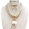 LRG PEARL PENDANT ON LINED PEARLS FASHION NECKLACE SET