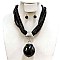 LRG PEARL PENDANT ON LINED PEARLS FASHION NECKLACE SET