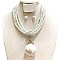 LRG PEARL PENDANT ON LINED PEARLS FASHION NECKLACE SET