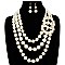 Solidarity Pearl NECKLACE Set 3-LAYER PEARLS with earrings