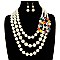 Solidarity Pearl NECKLACE Set 3-LAYER PEARLS with earrings