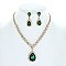 Teardrop Crystal Rhinestone Collar Evening Necklace SET