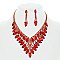 COLORED CRYSTAL LEAF STATEMENT NECKLACE SET