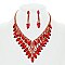 COLORED CRYSTAL LEAF STATEMENT NECKLACE SET