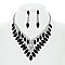 COLORED CRYSTAL LEAF STATEMENT NECKLACE SET