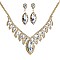 COLORED CRYSTAL LEAF STATEMENT NECKLACE SET