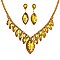 COLORED CRYSTAL LEAF STATEMENT NECKLACE SET