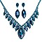 COLORED CRYSTAL LEAF STATEMENT NECKLACE SET