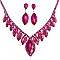 COLORED CRYSTAL LEAF STATEMENT NECKLACE SET