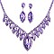 COLORED CRYSTAL LEAF STATEMENT NECKLACE SET