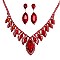 COLORED CRYSTAL LEAF STATEMENT NECKLACE SET