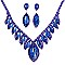 COLORED CRYSTAL LEAF STATEMENT NECKLACE SET